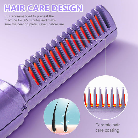 2-in-1 Wireless Heated Hair Straightening Comb | Fast 2-Minute Styling | Portable Mini Hair Straightener